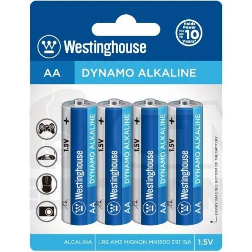 Foto - 4ks Tužková Baterie AA Alkalická Westinghouse AA (LR6, AM3, MN1500, E91, 15A, MIGNON) 1,5V