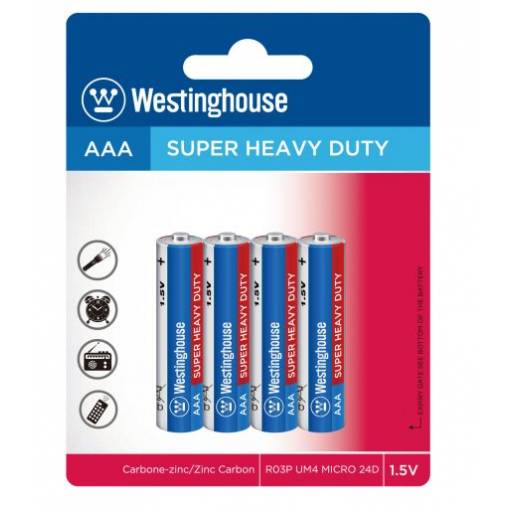 Foto - Baterie Westinghouse AAA/LR3 (R03P, 24D, UM4)1,5V Super Heavy Duty, ZnCl, blistr 4ks